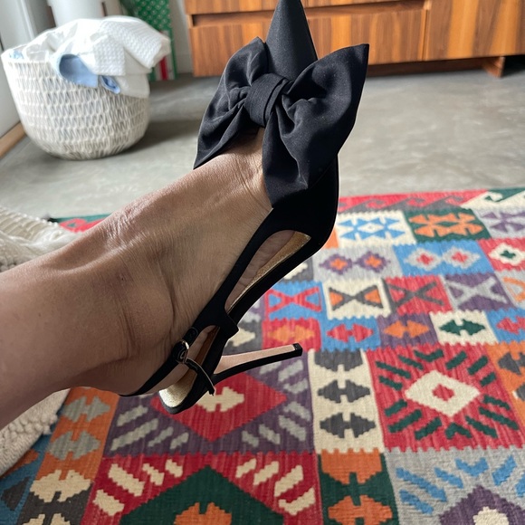Kate Spade Satin Black Sheela Slingback Pumps - New - Picture 16 of 17